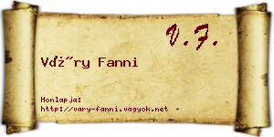 Váry Fanni névjegykártya